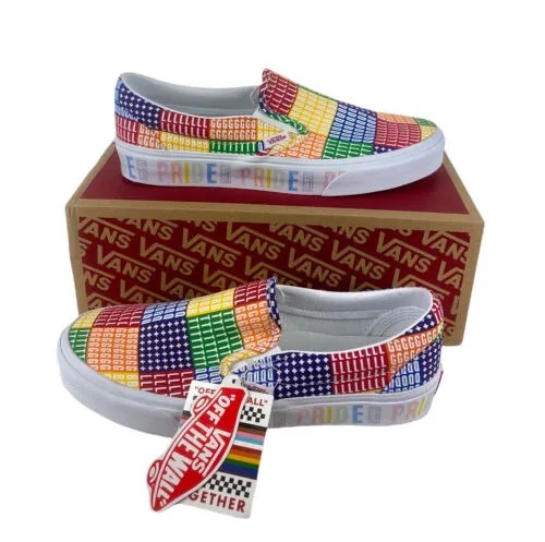 NEW Vans Classic Slip On Gay Pride Многоцветная радужная женская обувь Кроссовки