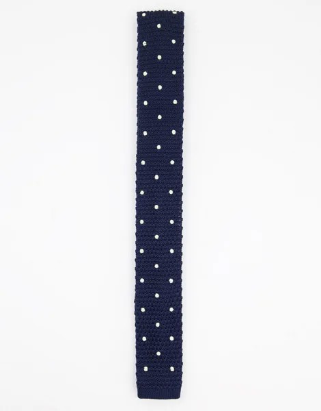 Трикотажный галстук в горошек Gianni Feraud-Темно-синий
