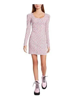 BETSEY JOHNSON Женское фиолетовое короткое платье с длинными рукавами и присборенной присборенной застежкой спереди XS