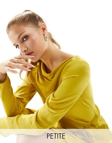 River Island Petite платье миди с длинными рукавами и декоративным швом