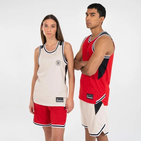 Двусторонняя баскетбольная майка без рукавов женская/мужская - T500 красный/бежевый TARMAK, цвет rot