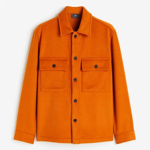 Куртка-рубашка H&M Regular Fit Wool-blend, ярко-оранжевый