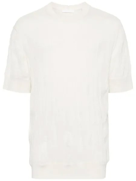 Helmut Lang шерстяная футболка с жатым эффектом, нейтральный цвет