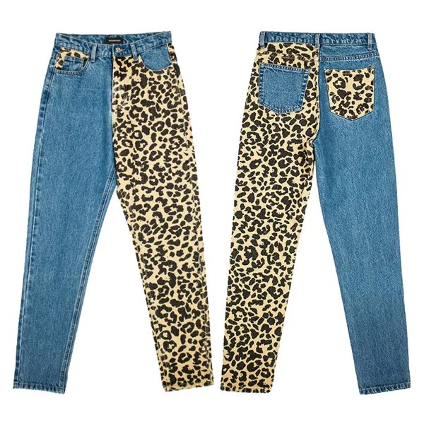 DSQBRAND осень/зима новые женские джинсы Европейская и американская мода свободные прямые брюки + Леопардовый принт подходящие цвета
