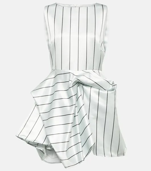 Мини-платье в полоску с драпировкой Jw Anderson, серый