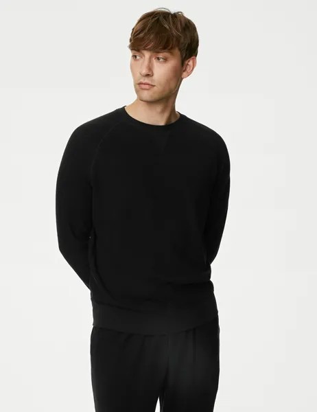 Толстовка из чистого хлопка для домашней одежды Marks & Spencer, черный
