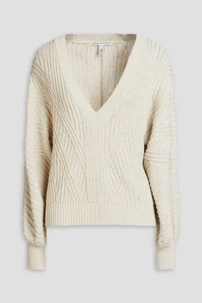 Свитер из хлопка в рубчик Cotton By Autumn Cashmere, экрю