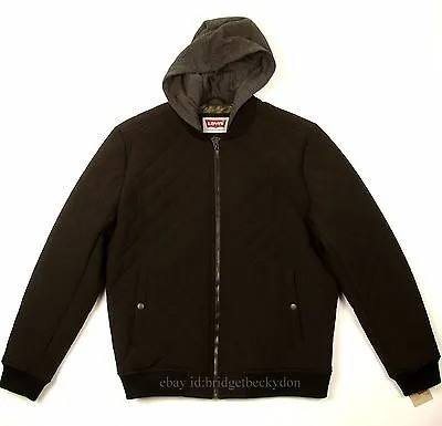 Куртка-бомбер Levis New BLACK SIZE LARGE Quilted W/hood Levis MSRP $ 180,00