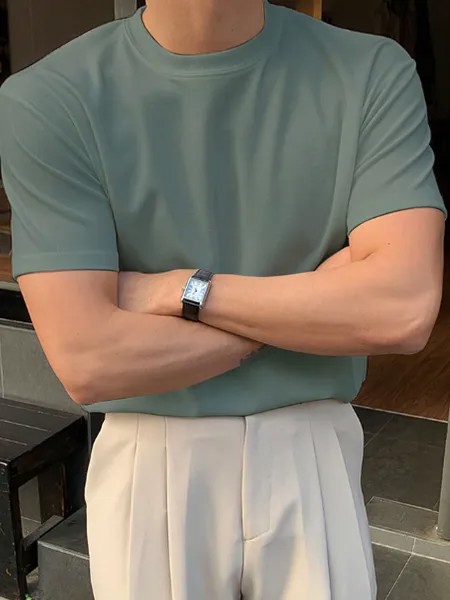 DAZY Мужская летняя однотонная футболка, зеленый