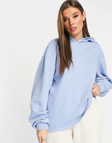 Худи выбеленного голубого цвета в минималистичном стиле ASOS DESIGN-Голубой