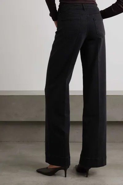 L'AGENCE широкие джинсы Madden с высокой посадкой, черный