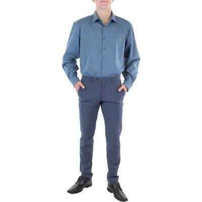 Alfani Мужская синяя рубашка стандартного кроя в клетку на пуговицах 18-18,5 36/37 XXL BHFO 5112