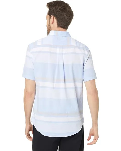 Рубашка U.S. POLO ASSN. Short Sleeve Heathered Madras Woven Shirt, цвет Blue Coast
