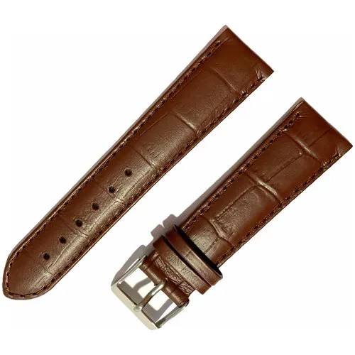 Ремешок 2005-01-1-3 Kroko Коричневый кожаный ремень для наручных часов из натуральной кожи 20 мм матовый крокодил