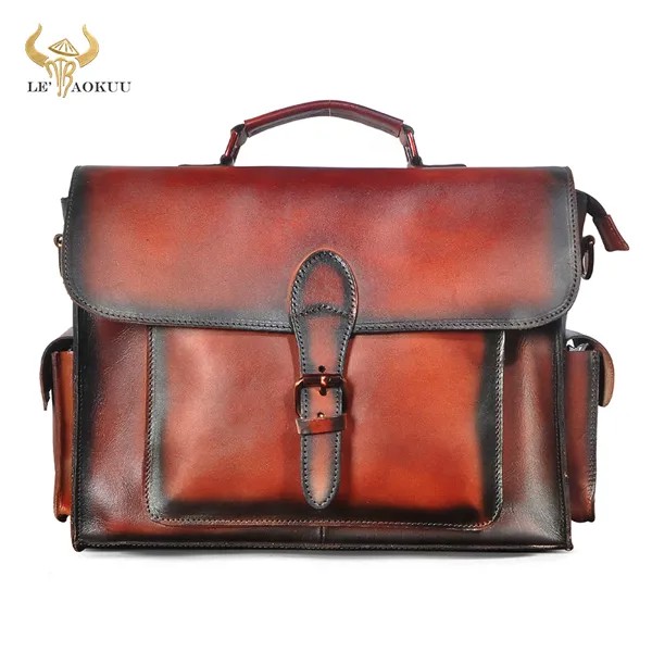 Однотонный оригинальный кожаный дизайнерский деловой портфель для ноутбука 13 дюймов, деловой Атташе для мужчин, мужская сумка 2058