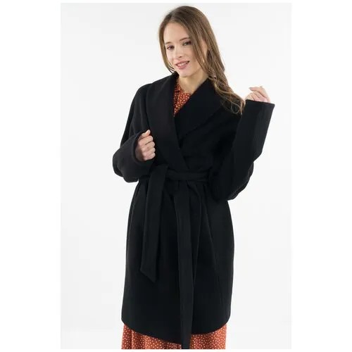 Пальто с поясом из итальянской шерсти C72009 Черный 46