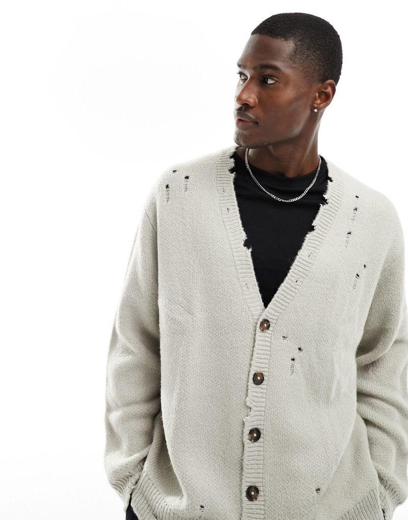 Плюшевый кардиган оверсайз с отделкой камнями ASOS DESIGN