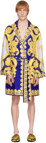 Сине-золотой халат в стиле барокко Versace Underwear