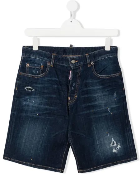 Dsquared2 Kids джинсовые шорты с эффектом потертости