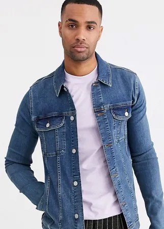 Выбеленная джинсовая куртка в стиле вестерн ASOS DESIGN Tall-Голубой