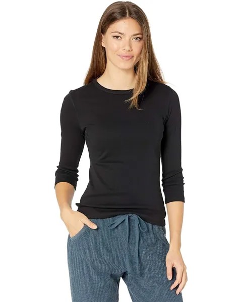 Футболка Lilla P 1x1 Rib 3/4 Sleeve Crewneck, черный