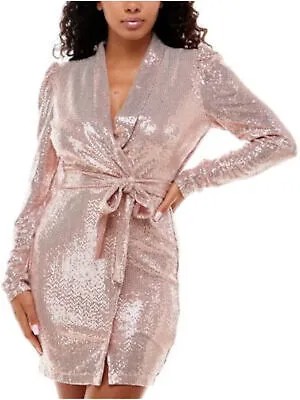 EMERALD SUNDAE Женское розовое короткое платье под смокинг с воротником и поясом для юниоров XS