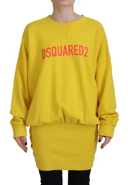 DSQUARED2 Свитер Желтый хлопковый пуловер с логотипом и круглым вырезом IT38/US4/XS 670usd