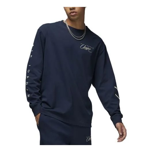 Футболка Air Jordan Long-Sleeve Tee x Union 'College Navy', синий