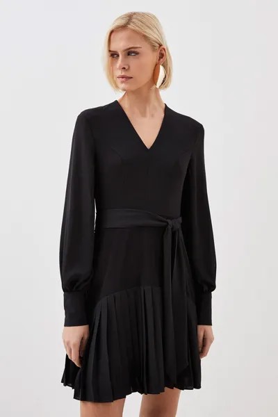 Мини-платье из джерси Ponte Georgette Mix Karen Millen, черный