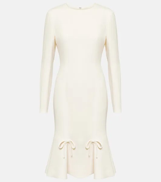 Платье миди из крепа VALENTINO, белый