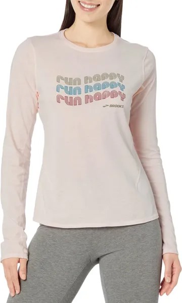 Рубашка Brooks Distance Long Sleeve 2.0, цвет Quartz/Run Happy Wave