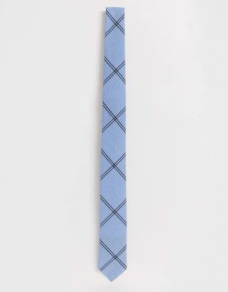 Голубой галстук в клетку Twisted Tailor-Синий