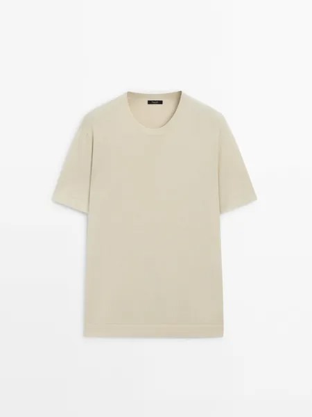 Трикотажная футболка с круглым вырезом и короткими рукавами Massimo Dutti, желтый