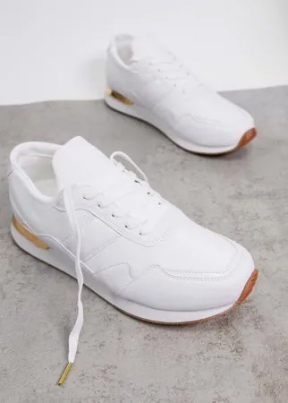 Белые кроссовки с золотистой отделкой ASOS DESIGN-Белый