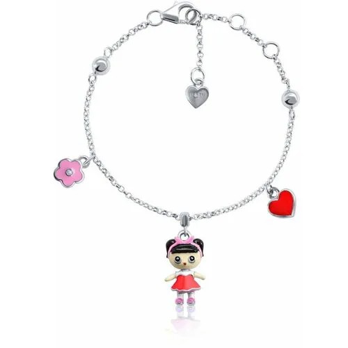 Детский серебряный браслет на цепи Лола UMI Dolls 419564700607 UmaUmi, средний вес изделия 4.42 гр., длина 16.5 см.