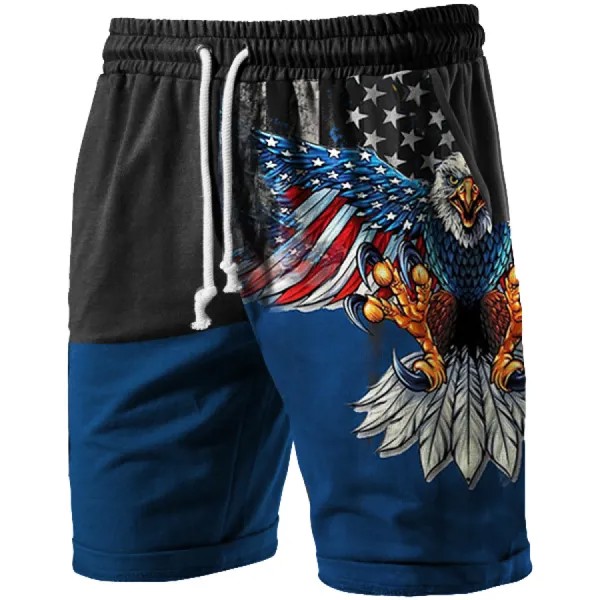 Винтажные мужские спортивные шорты с принтом американского флага Liberty Eagle