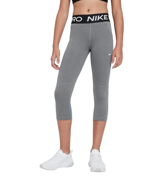 Леггинсы Nike Youth Girls Pro Capri, цвет Carbon Heather/белый