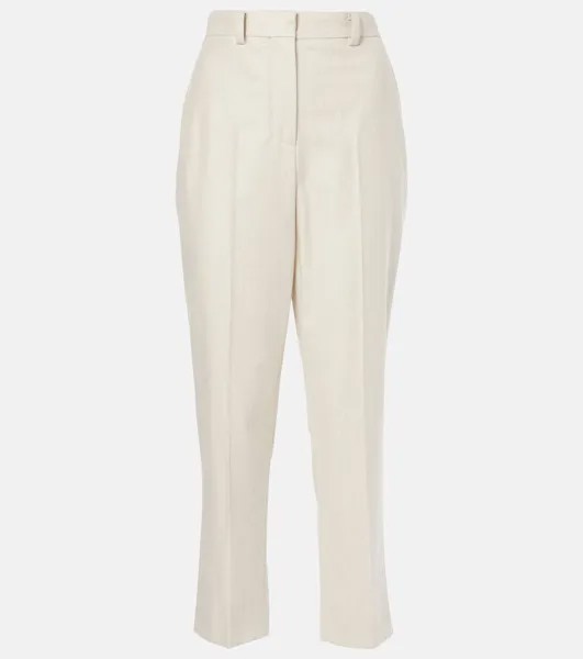 Прямые брюки из шерсти и кашемира Doyle Loro Piana, цвет alabaster cream mela