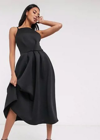 Эксклюзивное черное платье миди с открытой спиной True Violet-Черный