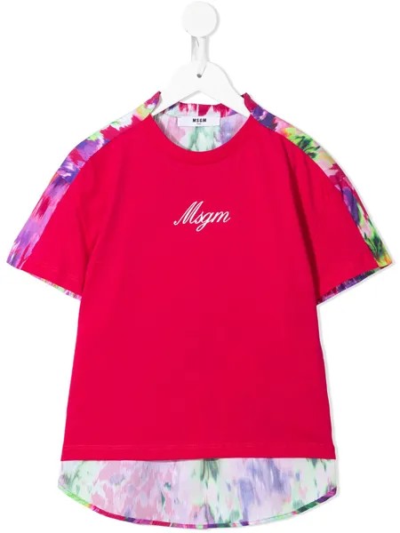 MSGM Kids футболка со вставками и цветочным принтом