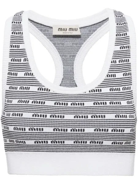 Miu Miu трикотажный топ с логотипом, белый