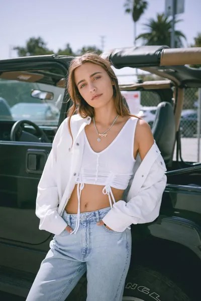 Укороченный топ со сборками и завязками Forever 21, белый