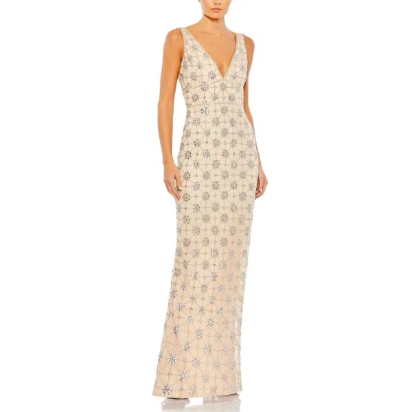 Женское вечернее платье с украшением Mac Duggal, цвет Nude/Silver
