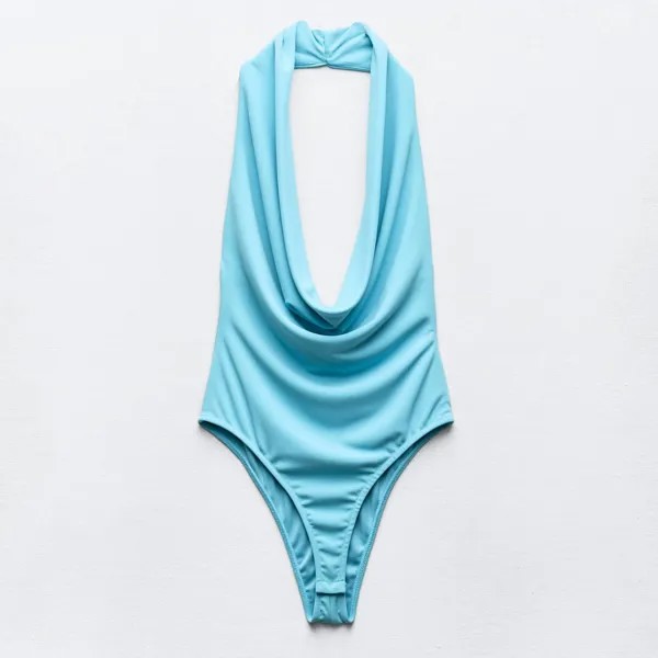 Топ-боди Zara Draped Halter, голубой