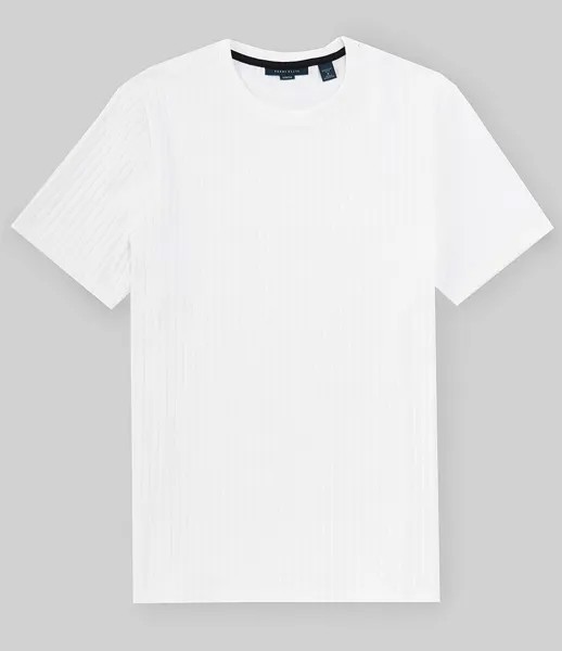 Футболка Perry Ellis с короткими рукавами и вертикальными рубчиками, белый