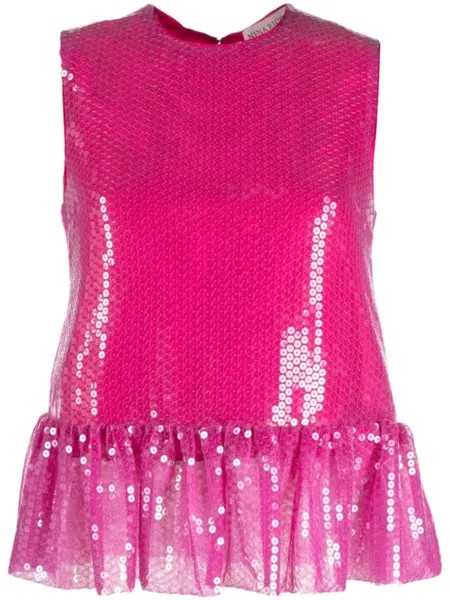 Nina Ricci топ с оборками и пайетками, розовый