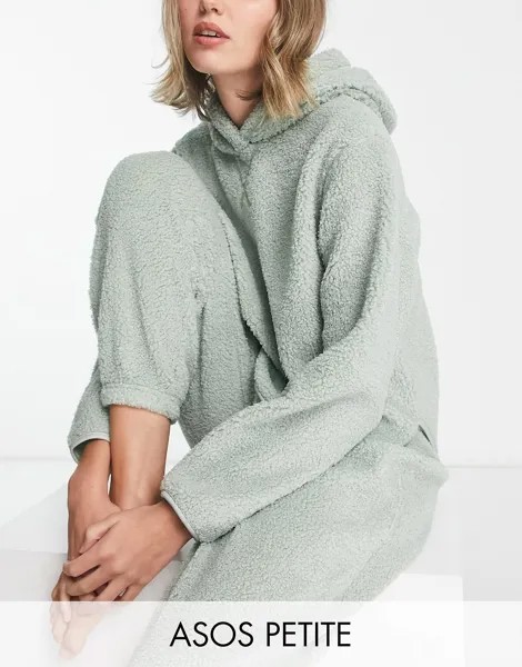 Худи и джоггеры серого цвета ASOS DESIGN Petite lounge borg