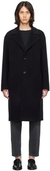 Черное однобортное пальто Lardini