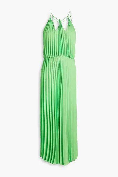 Плиссированное платье миди из крепдешина Noelia с вырезами Sandro, ярко зеленый