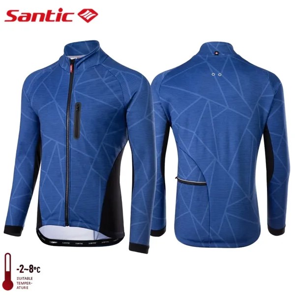 Мужская велосипедная куртка Santic, бархатная утепленная велосипедная ветровка, водонепроницаемое пальто, велосипедная куртка, светоотражаю...
